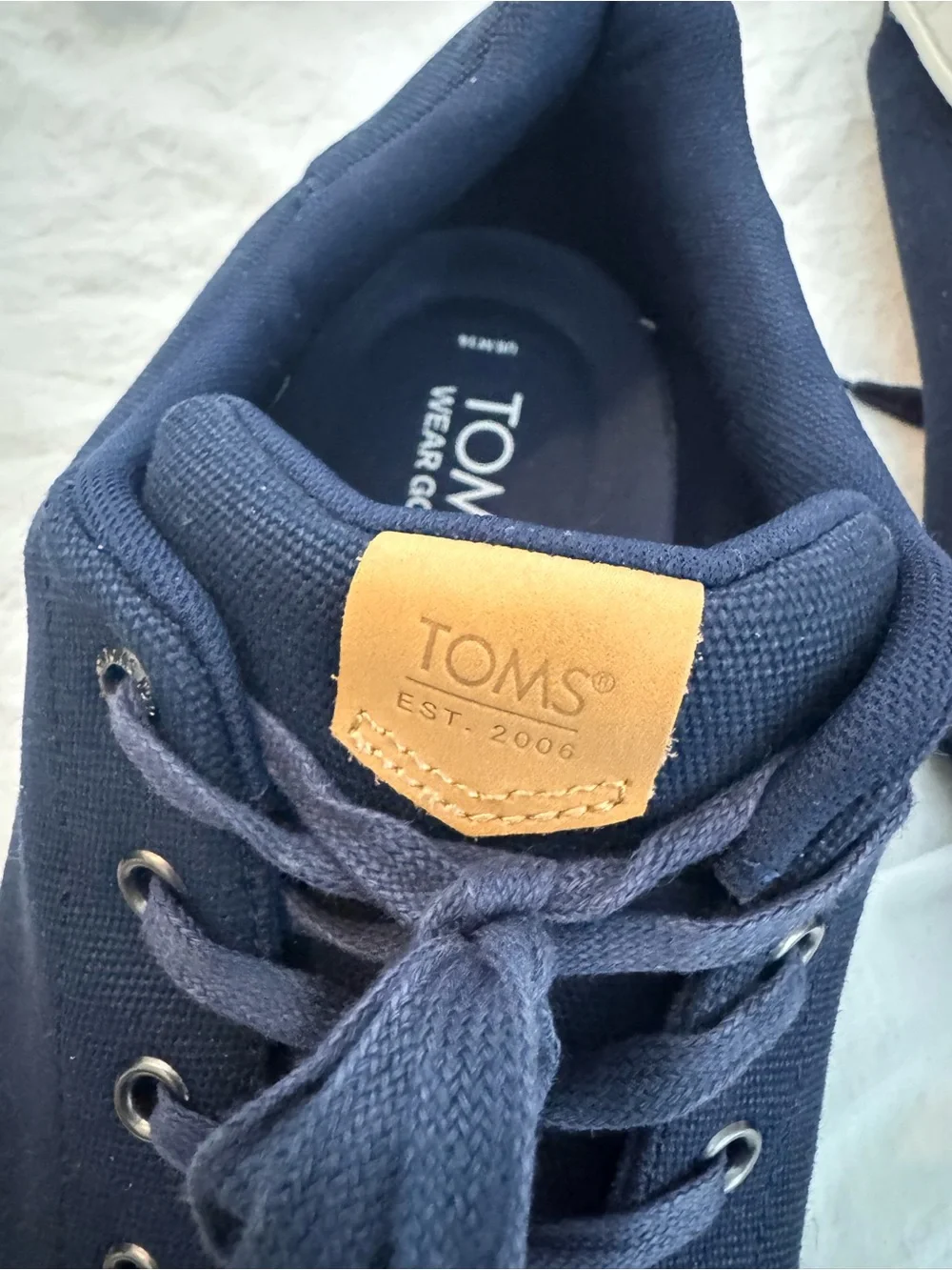 TOMS Navy and Tan Low-Top Canvas Sneaker